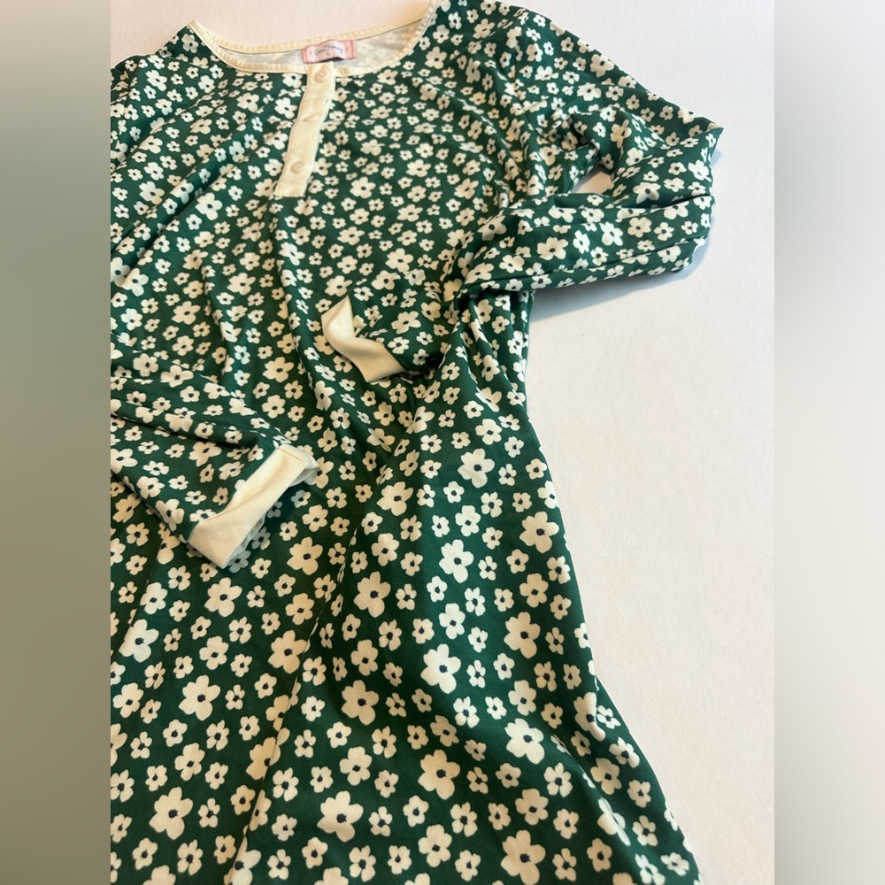 SweetHoney Green Floral Nightgown with Cream Trim - Picture 4 of 10